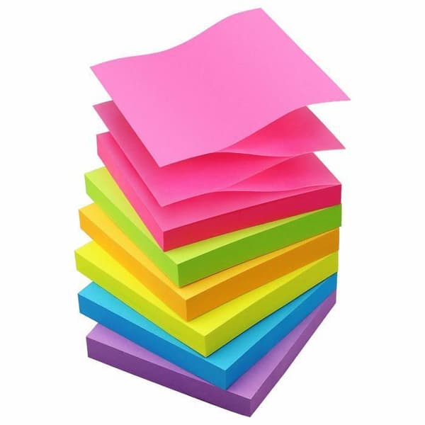 Genanvendelige notesblokke med automatisk distribution (format 3 x 3 tommer), fås i 6 livlige farver.