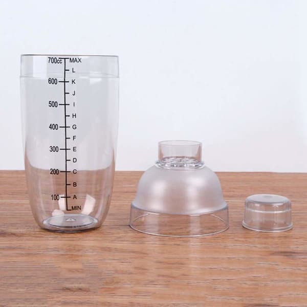 Cocktail shaker i plastik med måleskala – Manuel shaker til drikkevarer / perle-mælkete (24 oz / 700 ml)