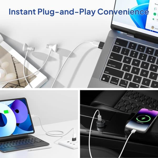 USB till USB-C-adapter (4-pack), laddningsadapter/omvandlare för bil USB-C hona till USB-A hane.