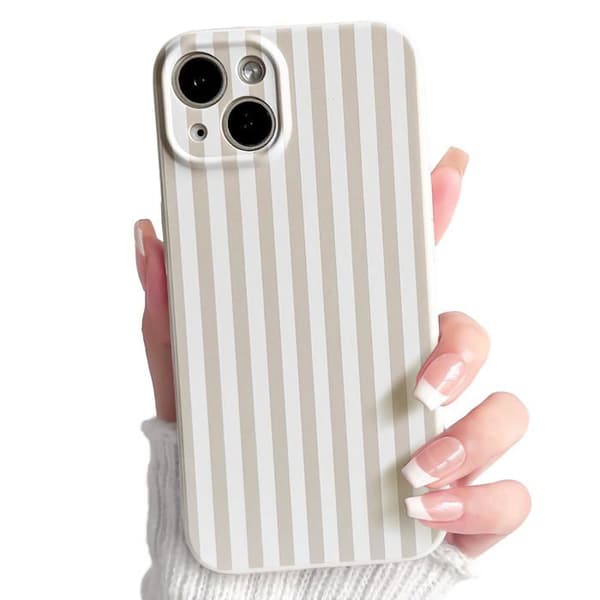 Cover til iPhone 13, smuk farverig stribet mønster - abrikos