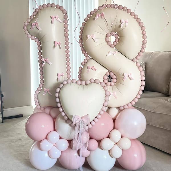 Ballon nummer - SONGHUI - 1 - 40 tommer (100 cm) - beige creme - selvoppustelig genanvendelig beige