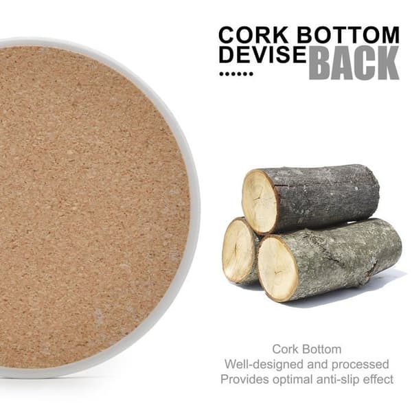 Set med 6 absorberande keramiska coasters med förvaringsställ — Marmor mönster, 4 tum