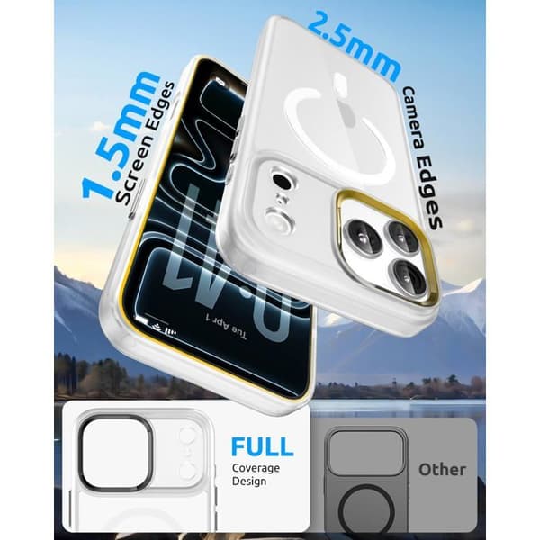 Magnetiskt skyddsfodral för iPhone 17 Pro Max, mjuk TPU-ram, stötabsorberande (semi-transparent)