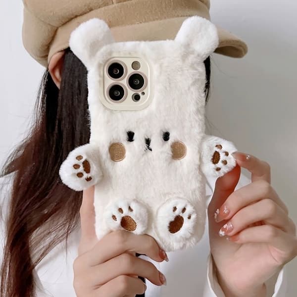 Telefonfodral: Söt 3D-plyschteddy "Teddy Bear" - Girly stil, kompatibel med iPhone 17 Pro Max