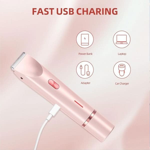 Elektrisk bikini trimmer - AURUMAREPL - 2-i-1 - Rosa - Bikini, ansigt, ben og armhuler - Til kvinder