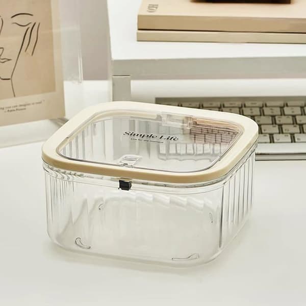 Mini förvaringslåda - SONGHUI - 1 styck - Transparent - 15,2x15,2x8,5 cm - Lock med enhandsgrepp Transparent