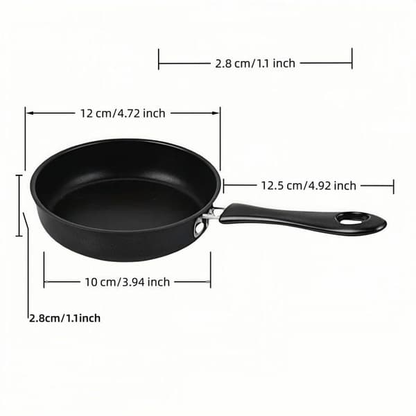 Miniäggpanna med non-stick beläggning, 4,7 tum, 5-lagers beläggning, diskmaskinssäker (svart)