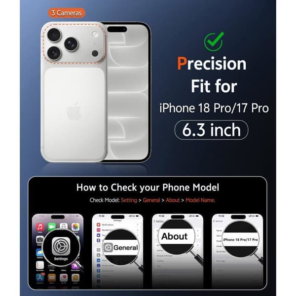 Transparent skal för iPhone 18 Pro/17 Pro, MagSafe-kompatibel, robust och stöttålig (1 styck)