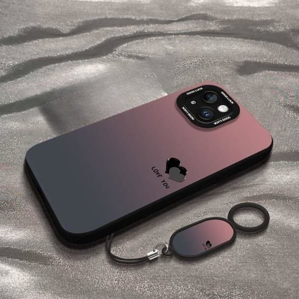 iPhone 15 cover med gradient hjerte mønster, ny beskyttende cover i blødt silikone.