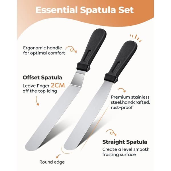 Kage dekoration kit - SONGHUI - Dekorationssæt - Drejeskive 360° Ø28 cm - 2 rustfrie spatler - 3 hvide glattere Vit
