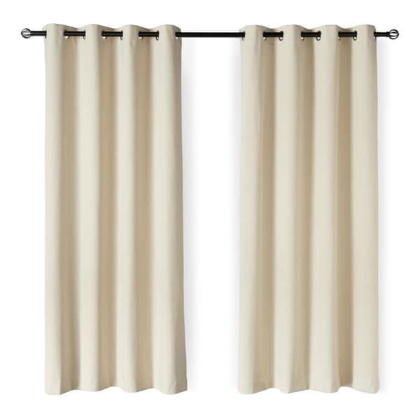100 % lysblokerende gardiner med øjer, sæt af 2, 132 cm x 244 cm, beige