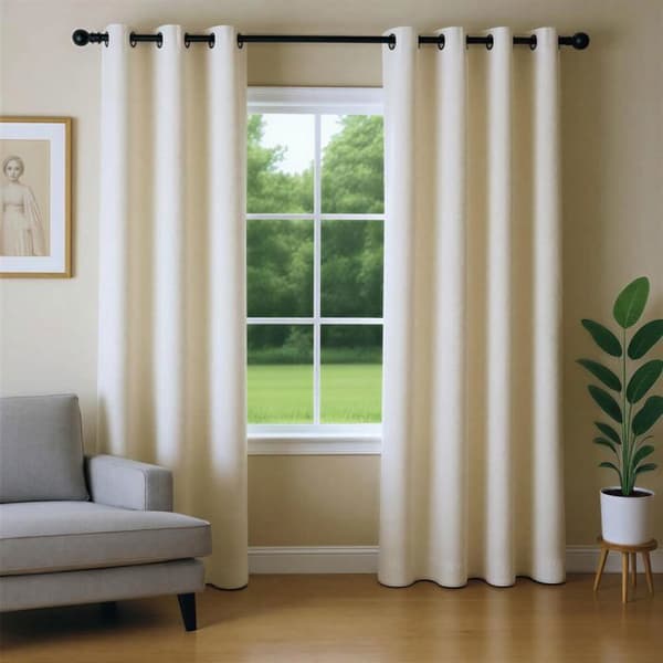 100 % lysblokerende gardiner med øjer, sæt af 2, 132 cm x 244 cm, beige