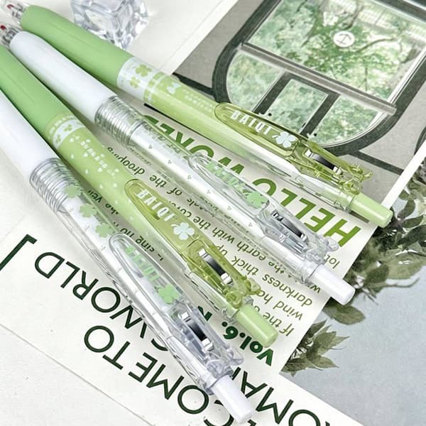 Retractable gelpen - SONGHUI - Sæt af 4 - Spids 0,5 mm - Sort blæk - Blød silikonegreb