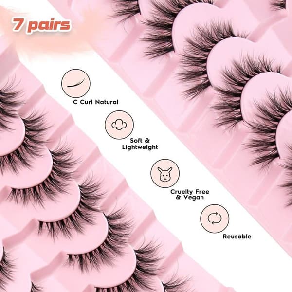 Faux fransar - SONGHUI - Tunna fransar 15 mm - 3D volym effekt - Bomullsband 0,1 mm - 7 par veganska