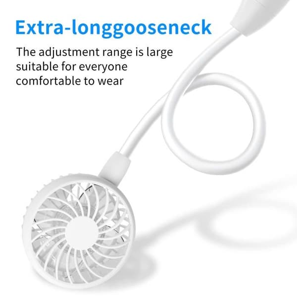 Forbedret halsventilator med op til 26 timers driftstid – 6 hastigheder, synlige blade.
