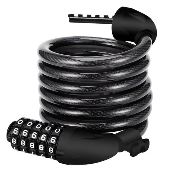 Cykellås - SONGHUI - Lås med 5 siffror - stål kabel PVC 120 cm - 12 mm - rostbeständig