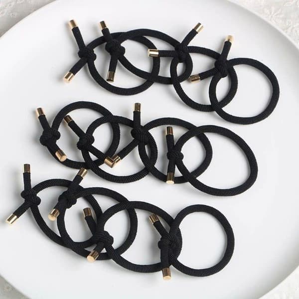 Hårsnoddar - SONGHUI - 12-pack - Svart - Nylon sammet - Ø 5 cm Svart