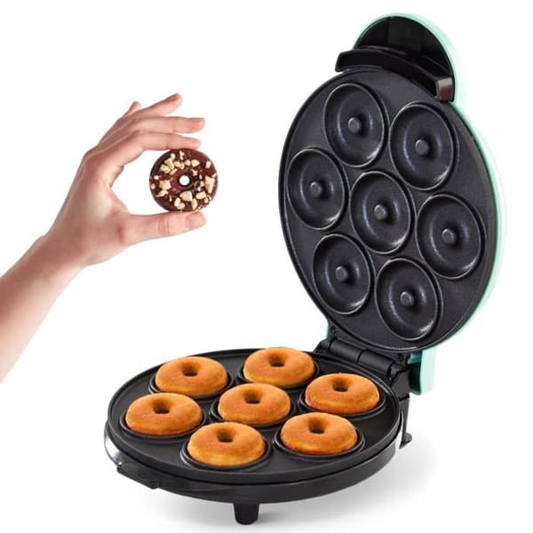 Mini-donutmaskin - SONGHUI - Kompakt - Dubbelbelagd non-stick yta - Turkosblå