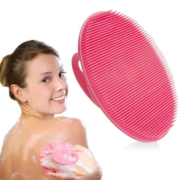 Silicone badebørste - SONGHUI - Ergonomisk - Fødevaregodkendt silicone - Bløde børster - Skridsikker - Rosa Ros