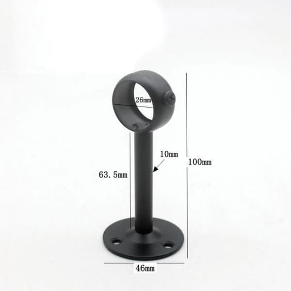 Sæt med 4 loftmonterede gardinstangholdere, sort - 25 mm - I robust metal - Til garderobestang, klædeskab, støtte
