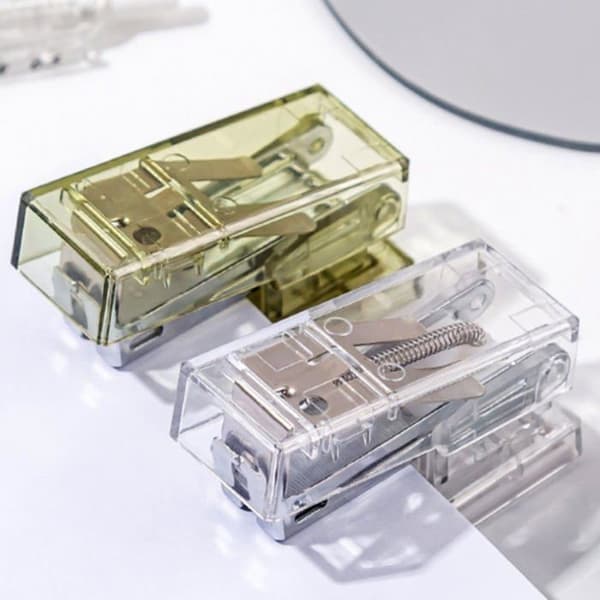 SONGHUI Mini häftapparat - Transparent vit (häftklamrar ingår)