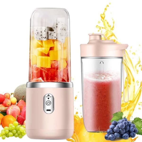 Blander bærbar - SONGHUI - 400 ml - Genopladelig 1500 mAh USB - 6 rustfrie stålblade - 21 000 omdr/min - Rosa
