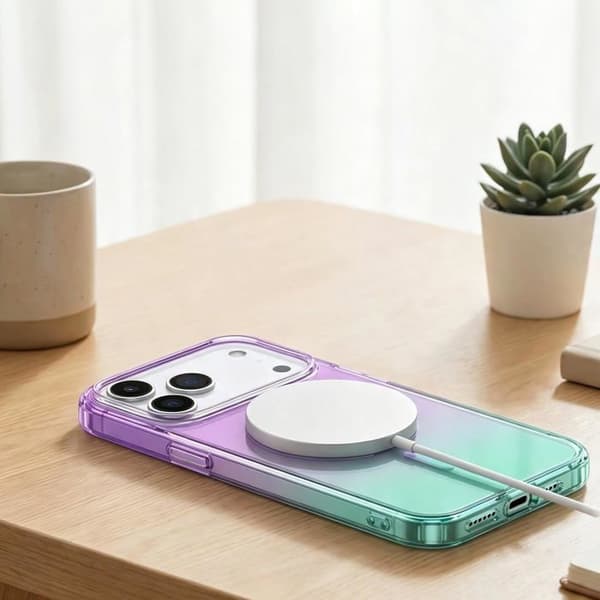 Magnetisk skal med gradient för iPhone 17 Pro - Tvåfärgad gradient - Dimma lila