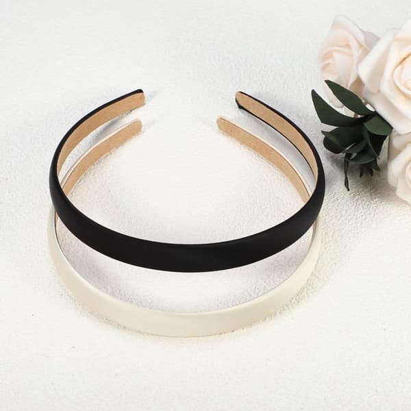 Satinbånd - SONGHUI - Sæt af 2 - Ensfarvet skridsikker - Bredde 1,6 cm - Beige/Sort beige