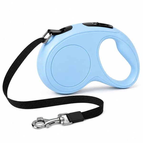 Retractable hundesnor, 10 fod (ca. 3 meter) lang, velegnet til små til mellemstore hunde, blå.