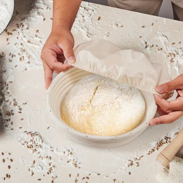 Fermentointikorit - SONGHUI - 9 tuumaa (23 cm) - Luonnonrotangista - 2 kappaleen pakkaus - Kangaspäällysteillä