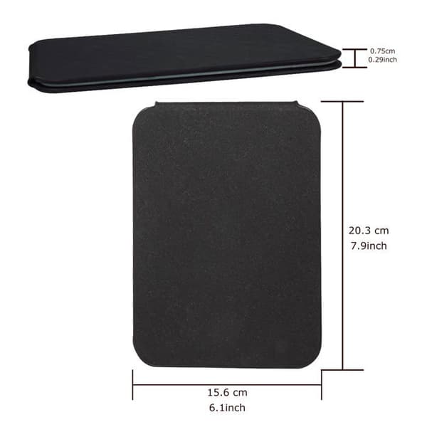 Makeup spejl, bærbart spejl i kunstlæder (6 x 8 tommer), foldbart bordspejl med justerbar støtte (Medium, Sort)