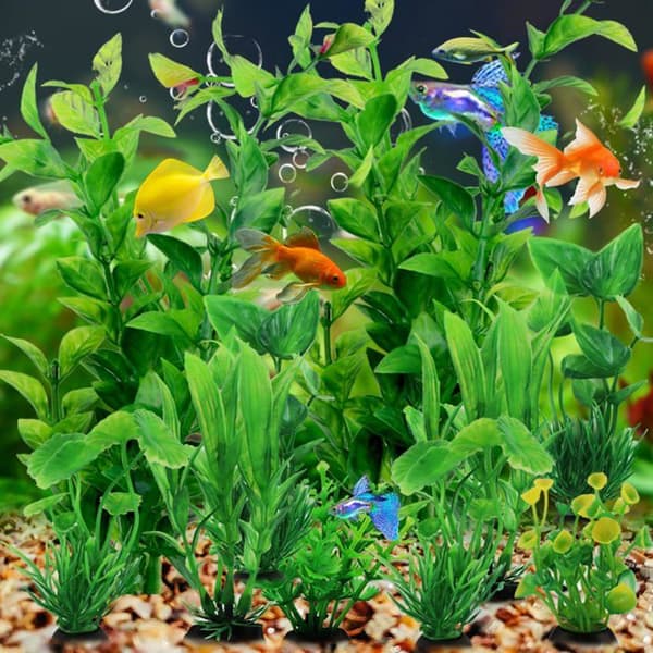 Dekorationer til akvarium, sæt med 2 dele (10 planter i alt), planter til akvarium