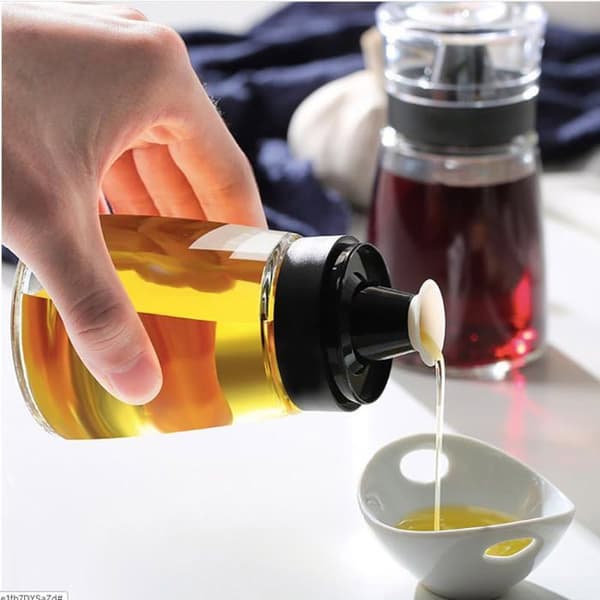 Oljespridare för camping – (5,4 oz / ca 160 ml) Glasflaska för olivolja och vinäger, set om 2