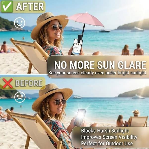 Solskydd för smartphone – Mini solskydd för telefon med justerbar klämbas
