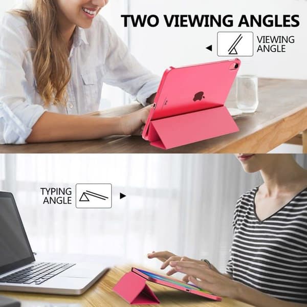Tablet etui - SONGHUI - iPad 11" (2025) / 10,9" (2022) - vandmelonrød - PU læder & PC skal - multi-vinkel støtte vattmelonröd