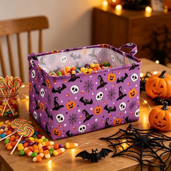 Halloween gavekurv til børn, sammenklappelig opbevaringsboks til Halloween kurv