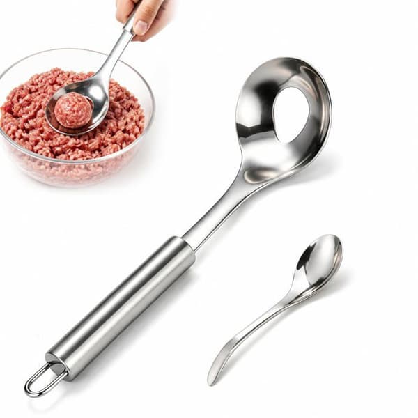 Köttbullesked i rostfritt stål (set om 2, silver) – Manuell formningsredskap för köket
