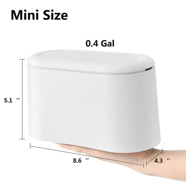 Mini-sopkorg med lock, liten kontorssopkorg, vit, 0,5 gallon, liten skräpkorg