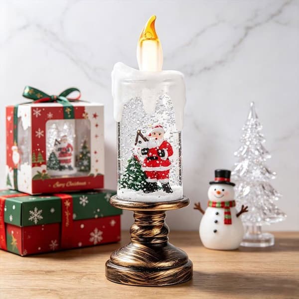 Flammefrie julelys, selvlysende julemand natlamper, ideelle til juledekorationer og familiefester.