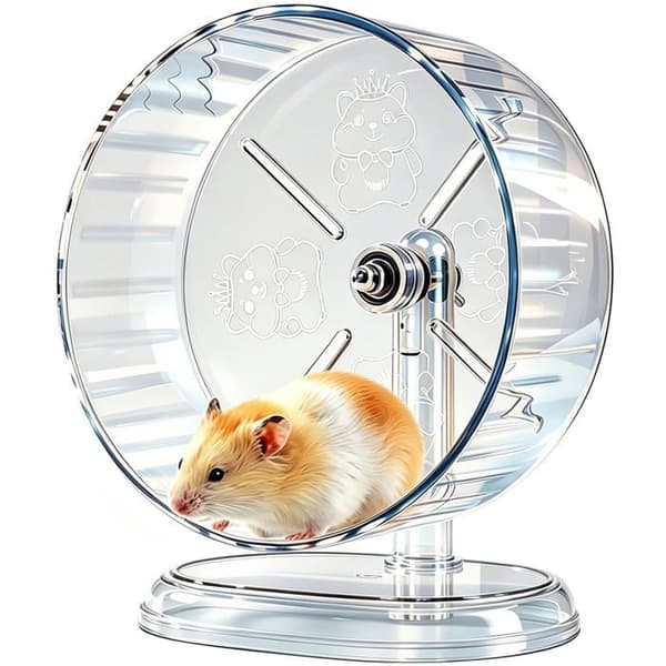 Träningshjul för hamster - SONGHUI - Modell 9,5" - Ultra-tyst - Justerbart stöd - Tuggmotståndig Transparent