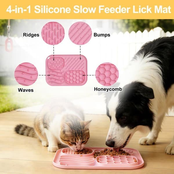 Slickmatta - SONGHUI - Anti-glutton - BPA-fri silikon - Sugproppar - Rosa rosa