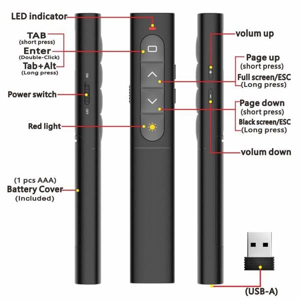 Esitysohjain - SONGHUI - Langaton - Punainen laserosoitin - Kantama 60 m - Plug-and-Play