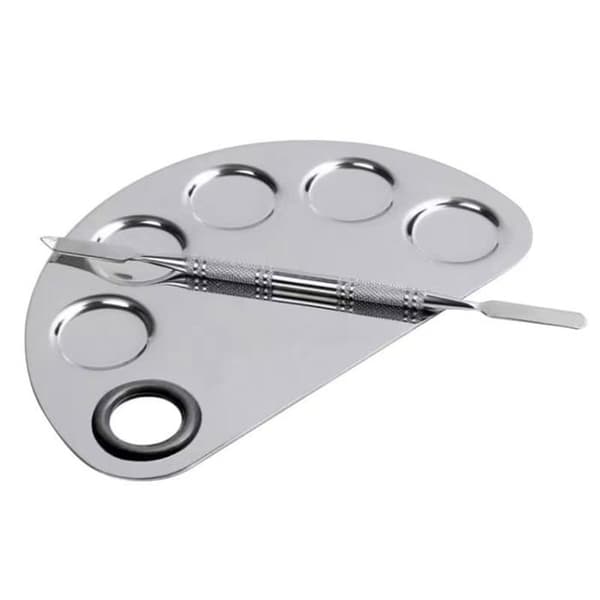 Professionel makeuppalette - SONGHUI - fan med 5 pladser - rustfrit stål - dobbelt spatel - tommelfingerhul