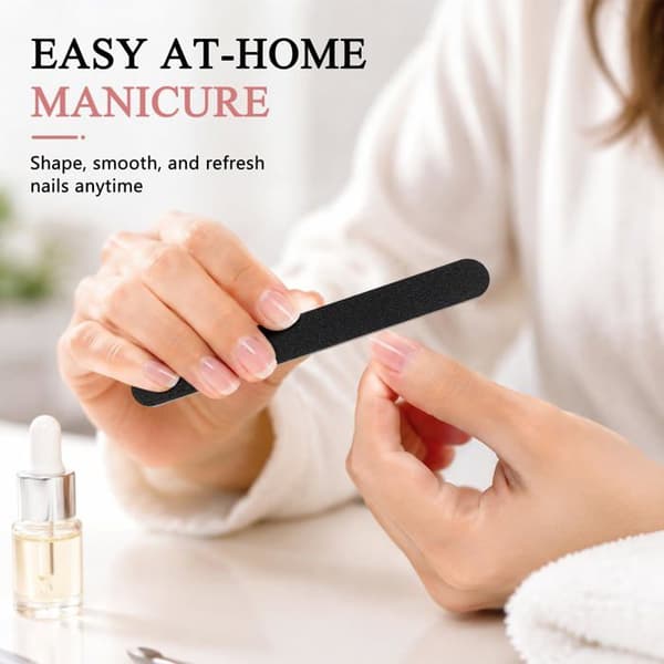 Sæt med 10 professionelle dobbeltsidede neglefile (korn 100/180) til manicure og pedicure – Sort