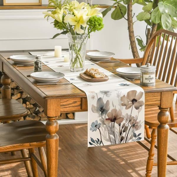 Bordløber - SONGHUI - Brune valmuer (blomsterdesign) - 100% polyester - 33 x 274 cm - Robuste syninger Bruna vallmo (brun)