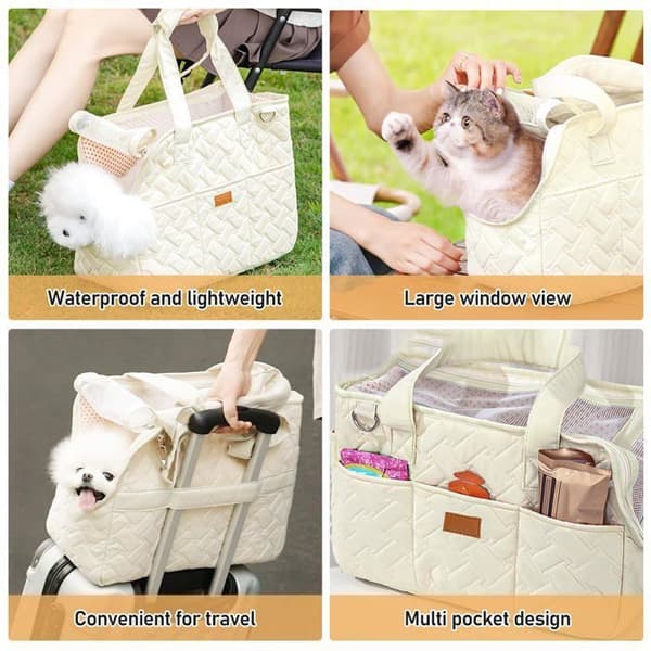 Transporttaske til hunde og katte - 38x32x33 cm - Sammenfoldelig - Åndbar - Justerbar skulderrem