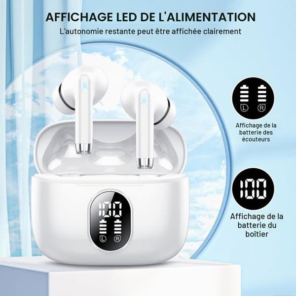 Trådløse høretelefoner - SONGHUI - Bluetooth 5.4 (2026) - LED-display - 33 timers batterilevetid - Touchkontroller