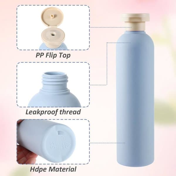 Set med 2 mjuka flaskor – Återanvändbara reseflaskor i plast på 260 ml (Blå + Rosa)