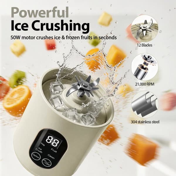 Bærbar individuel blender - SONGHUI - 580 ml - 50 W - 12 rustfrie stålblade - USB-C genopladelig