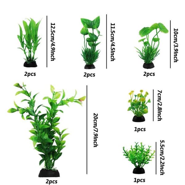 Dekorationer til akvarium, sæt med 2 dele (10 planter i alt), planter til akvarium